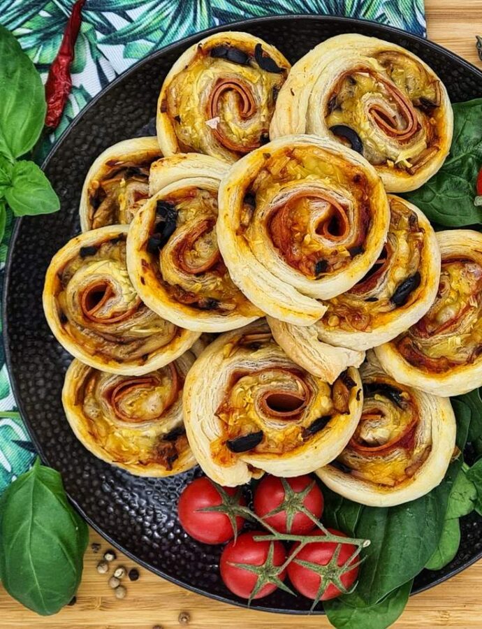 Pizza šneci z listového těsta