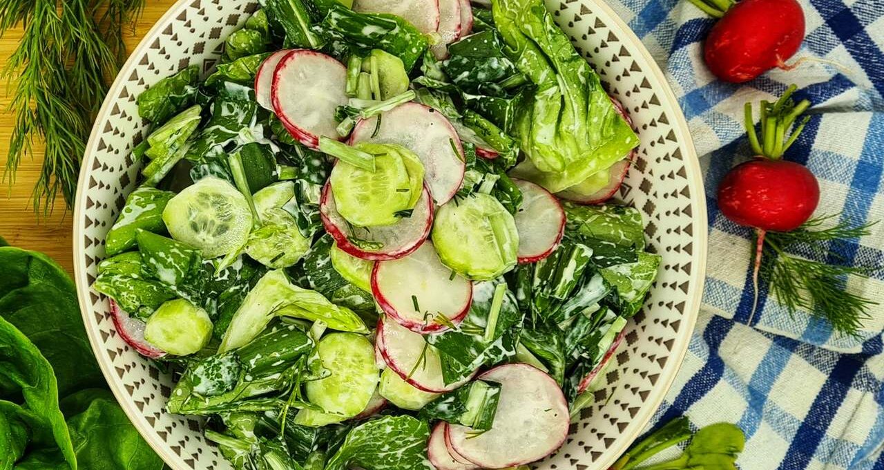 Wild garlic salad with radish